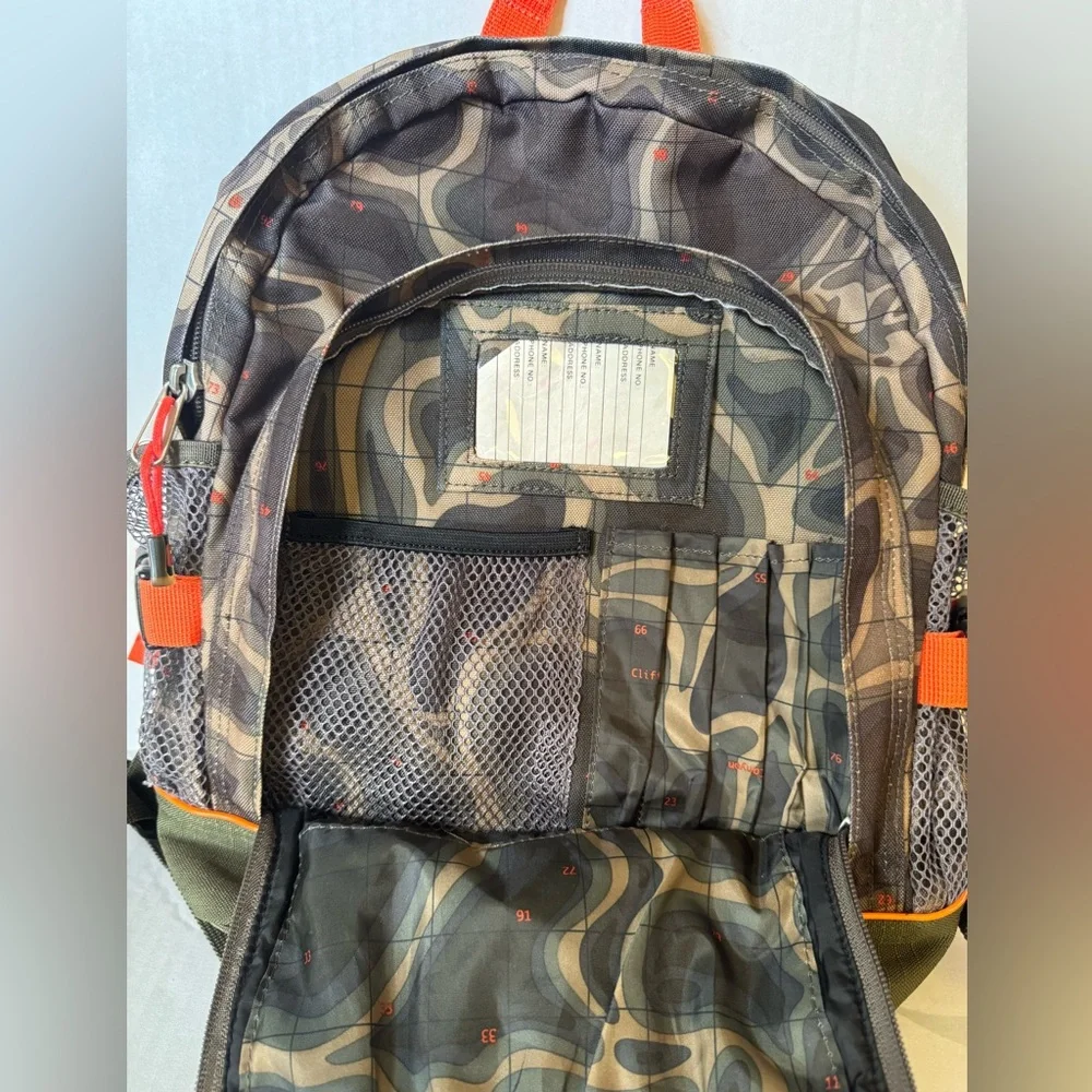 GAP Camouflage Backpack with Orange and Olive Accents